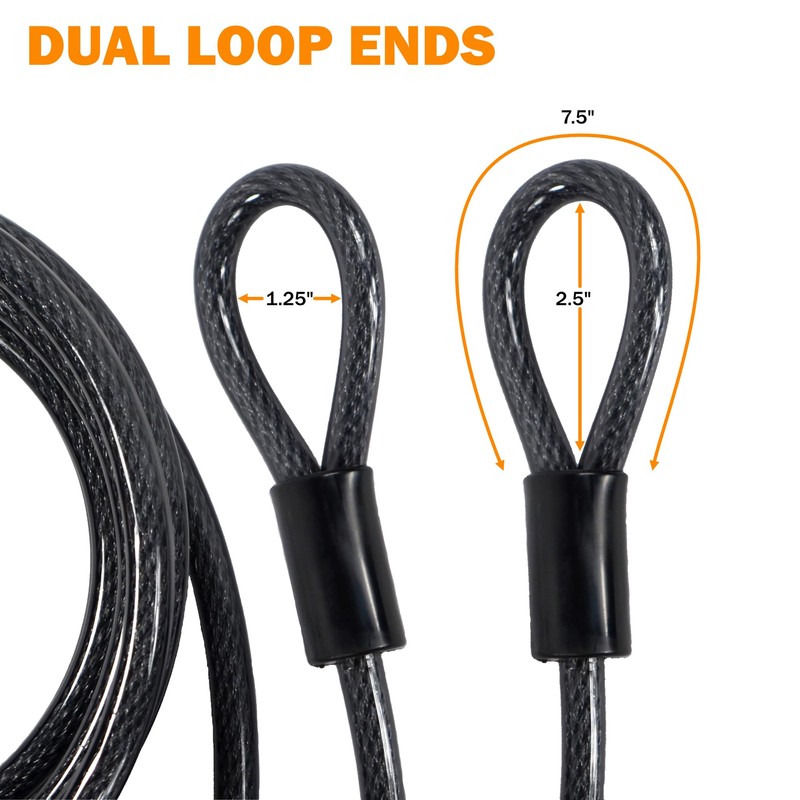 Lumintrail 12mm (1/2 inch) Heavy-Duty Security Cable, Vinyl Coated Braided