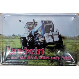 S3960 Tin Sign with Landwirt Tractor Design Curved 20 x 30 cm