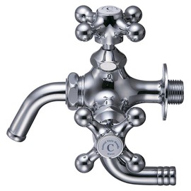 SANEI JF12YK-13 All-Purpose Double Mouth Horizontal Faucet Cross Handle for Cold Areas