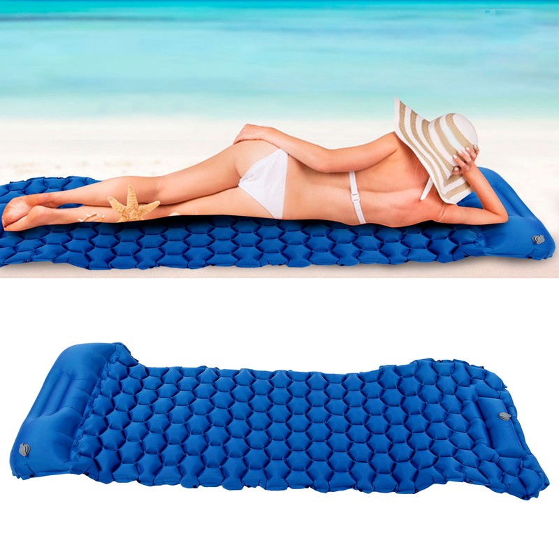 Camping Sleeping Pad Mat Foot Press Inflatable Cushion Mattress for