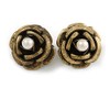 30mm D/Large Dimensional Rose Stud Earrings/Bronze Tone