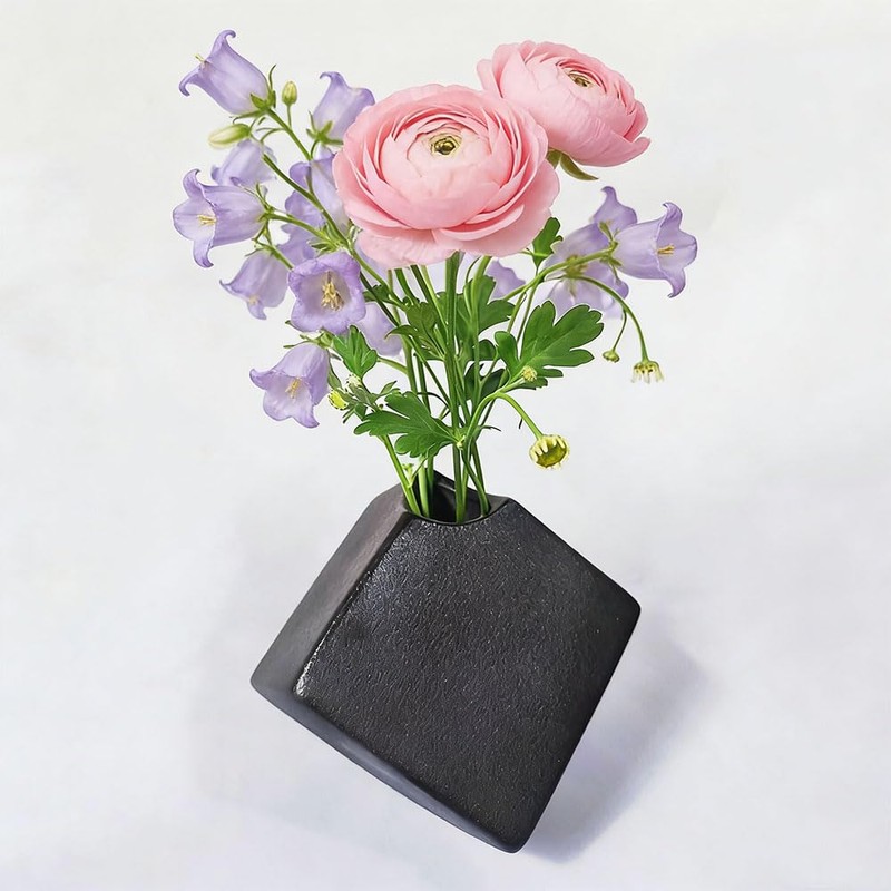 Black Vase, Single Vase, Small, Stylish, Mini Vase, Ceramic Vase,