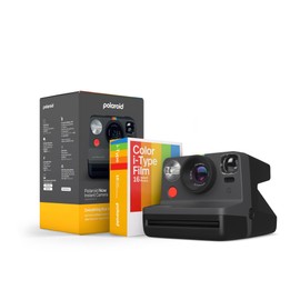Polaroid Now 2nd Generation I-Type Instant Camera + Film Bundle - Now Black Camera + 16 Color Photos (6248)- Black