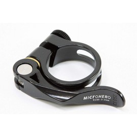 MicrOHERO Lightweight 42g Aluminum Alloy CNC Stainless Steel Bolt Quick Release Seat Clamp KC89 Φ31.8mm (Black)
