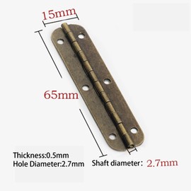 10Pcs Mini Hinges Cabinet Hinges 180 Degree Long Strip Hinge Folding Door Hinges for DIY Crafts Wooden Jewelry Box (Bronze)