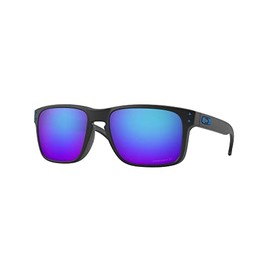 Oakley Men's Oo9244 Holbrook Low Bridge Fit Rectangle Sunglasses, 924448 PRIZM SAPPHR IRIDIUM POLARIZED, 56