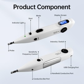 Electronic Acupuncture Pen Meridian Acupoints Finder Electric Acupressure Point Muscle Massage Pulse Therapy Tool for Pain Relief Rechargeable