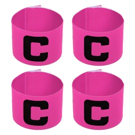 PATIKIL 11.8x2.8 Soccer Captain Armband, 4Pcs Nylon Elastic Protective Arm Badge for Youth Adult Team Training, Pink