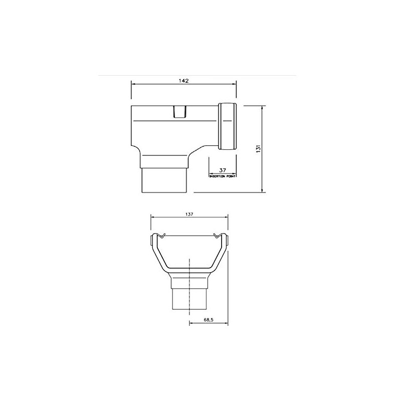FLOPLAST 114mm Square Gutter Stop End Outlet - Black