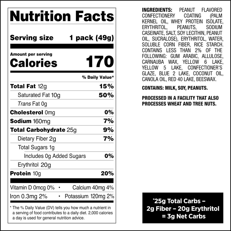 Quest Nutrition Coated Candies, Peanut Butter, 1g Sugar, 10g Protein,