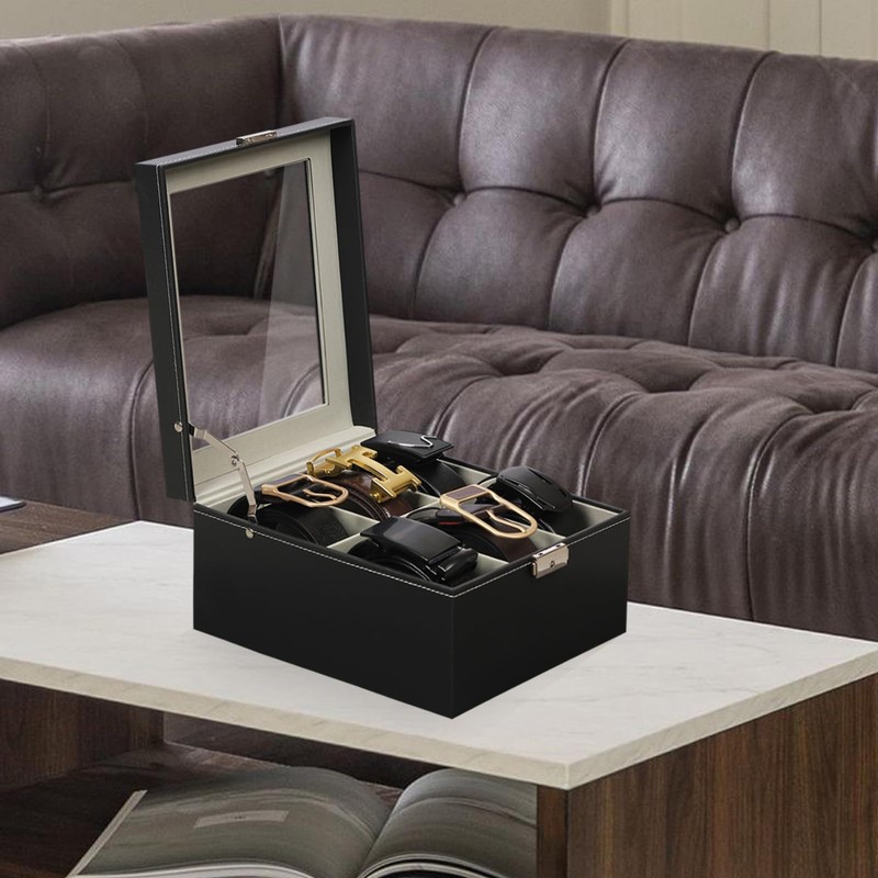 AUTOARK PU Leather Belt Organizer with 6 Compartments & Transparent