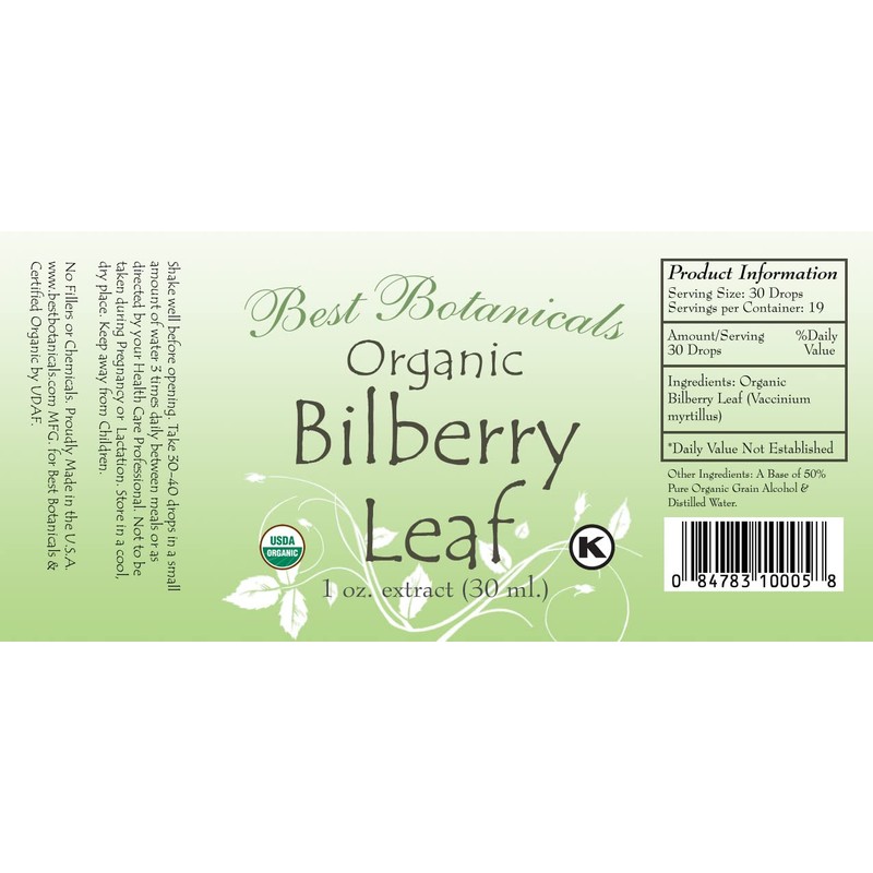 Best Botanicals Bilberry Leaf Extract 1 oz.