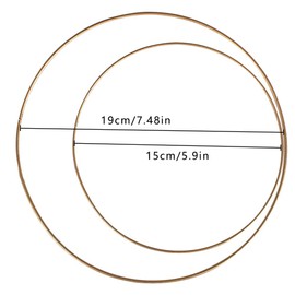 2 PCS Metal Floral Hoop Wreath, Metal Ring Hoops Macrame Gold Hoop Rings Dream Catcher Hoops Wedding Wreath Ring Metal Craft Rings Metal Macrame Rings Wall Hanging Craft for Craft and Dream Catcher