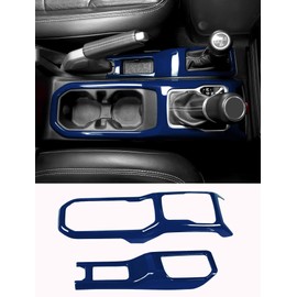 Savadicar Blue Interior Accessories - Gear Shift Panel Trim Set for 2018-Present Jeep Wrangler JL JLU 4XE & Gladiator JT - Solid Color Interior Decor Upgrade Option, 2-Piece