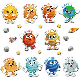 Janlaugh 22 Pcs Solar System Bulletin Board Set for Classroom, Solar System Posters Educational Learning Poster Cutouts with Adhesive Glue Point Dots for Classroom Home Learning