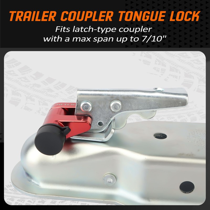 METOWARE Trailer Tongue Coupler Lock with All-Weather Rubber Cap, 1/4"