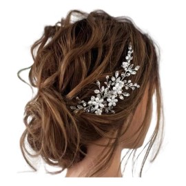 Tiara De Cristal Y Perlas Novia Peine El Pelo De Boda Perla Perla-silver