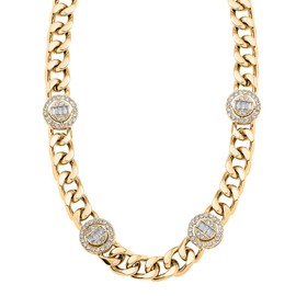 SHOP LC DELIVERING JOY White Crystal Goldtone Curb Chain Station Necklace with Extender for Women Jewelry Size 20" Birthday Gifts