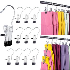 Vizirwpfot Legging Organizer for Closet,Pants Hangers Space Saving,10 Pack,Metal Yoga Pants Hangers with Clips and Soft Rubber Coated Sleeve.Space Saving Hanger Closet Organizers and Storage