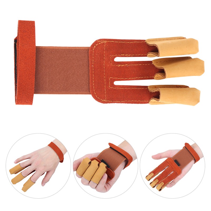 Outdoor Three Finger Guard Glove Traditional Recurved Bow Shooting Archery