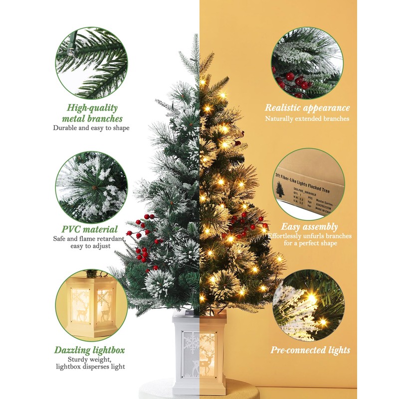 3 Ft Mini Christmas Tree with Premium 78 Warm White