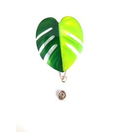 Retractable ID Clip Badge Reel - Plant Leaf Novelty Designs (Monstera)