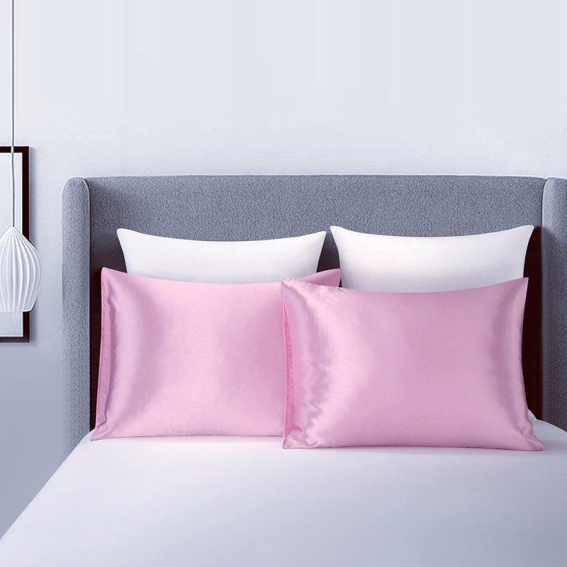 2 Pack Zippered Satin Pillowcaes Luxury and Silky Soft Travel