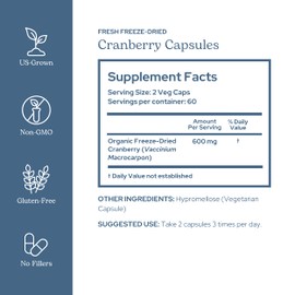 Eclectic Herb - Premium Freeze Dried Cranberry Capsules | Urinary Tract Support | Cranberry Supplement for Urinary Tract Health | US-Grown, Organic, Non-GMO, Gluten Free, Vegan (120 CT | 300 mg)