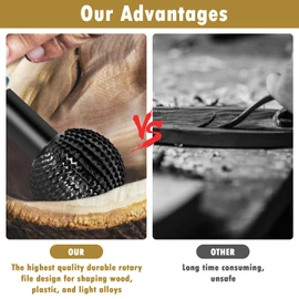 UYEXM Sphere Rotary Burr, Carbon Steel Wood Carving Power Tools Attachment, 10mm Shank Rotary Ball Gouge Grinding Head, Polishing Engraving Ball Cutter for 115/125 Angle Grinder (Black)