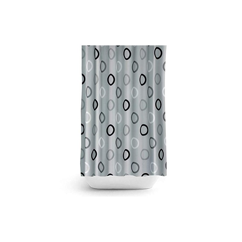 Tropik Home Grey Rings Fabric Shower Curtain Extra Long, Wide