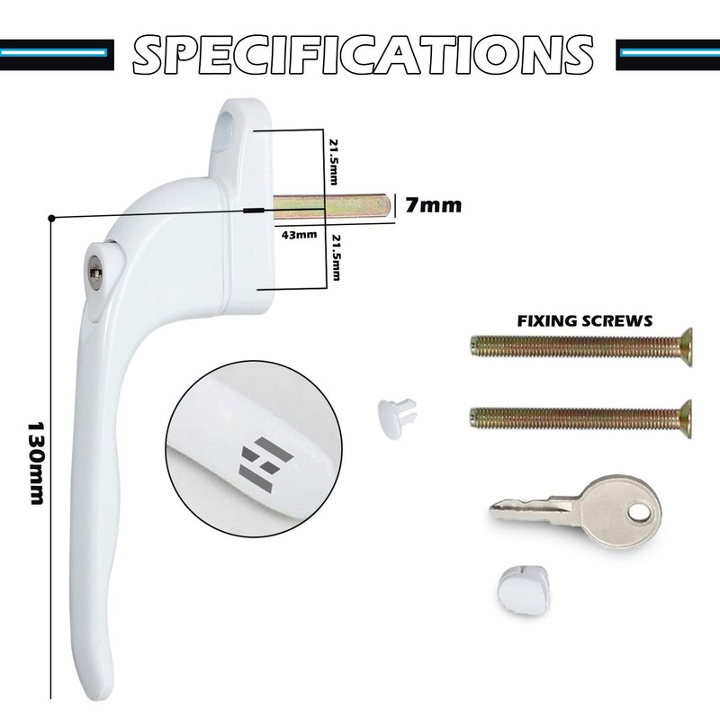 2 Heather UK White Upvc Replacement Window Handles Double Glazing