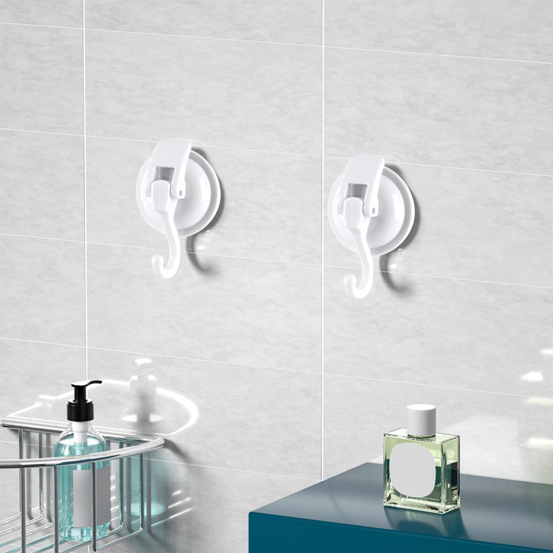 SOCONT Heavy Duty Vacuum Suction Cup Hooks, White Plated Polished