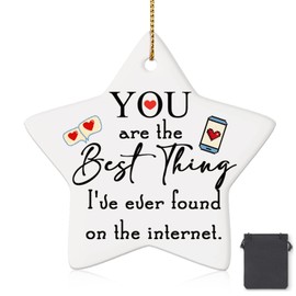 Sieral Christmas Internet Dating Gift You Are The Best Thing I've Ever Found on The Internet Romantic Hanging Ornament Ceramic Online Dating Gift(Star)