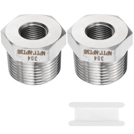 sourcing map 2pcs Stainless Steel Pipe Fitting 3/8" NPT Female x 1" NPT Male Reducer Hex Bushing Pipe Adapter Fittings Reducing Cast Pipe Connector for Water Oil Gas Tub