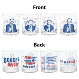 Zak Designs Collectible Vin Scully Double Old Fashioned Plastic Tumbler Set 14 oz, Perfect for Dodger Baseball Fans and Drinks at Home, Set of 4 Cups, Non BPA