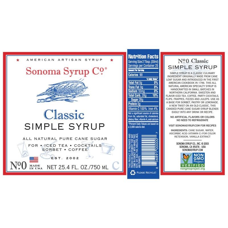 Sonoma Syrup Co. Classic Simple Syrup 25.4 fl oz |
