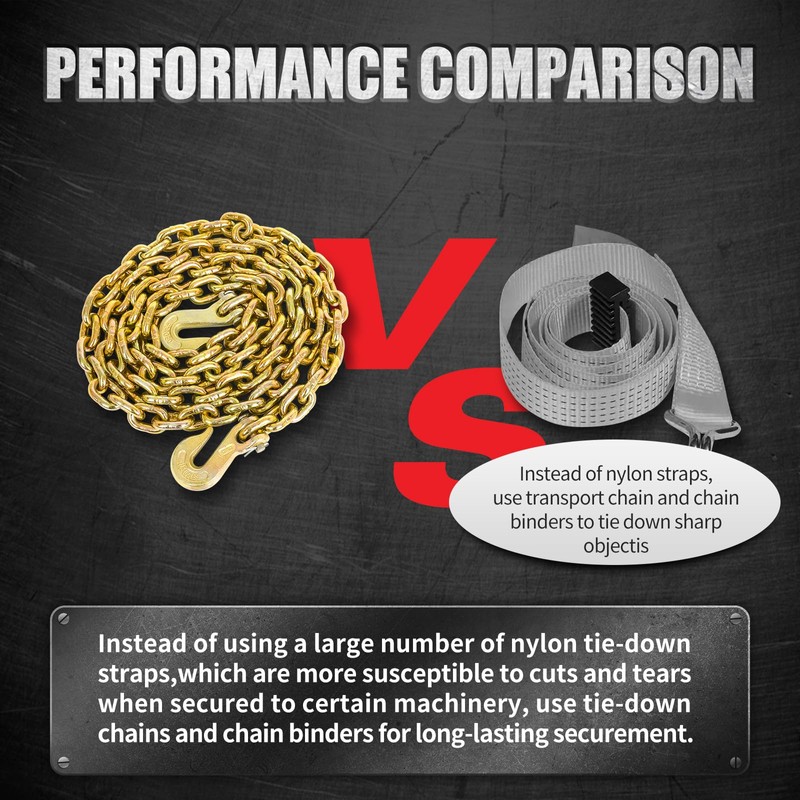 G80 Load Binder Chain,3/8"x10ft Tow Chain with G70 Hooks,5400lbs Safe