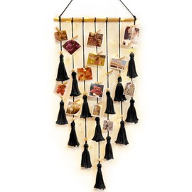 ANROYE Macrame Hanging Photo Display, Picture Holder with 30 Clips for Bedroom Wall, Polaroid Boho Gallery Hangers with LED Light String, Room Decor Christmas Gifts for 10 11 12 13 14 Year Old Teen Girl
