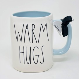 Rae Dunn WARM HUGS Mug - Olaf collection - Double sided - Ceramic - Blue inside - Dishwasher and Microwave safe - 16 oz
