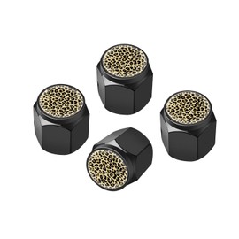 Tire Valve Stem Caps Cover,4 Pcs Metal Black Air Valve Cap, Aluminum Car Wheel Stem Caps,Universal Stem Covers for Cars,Trucks,Bikes,Motorcycles,Corrosion Resistant (Nice Leopard Texture)