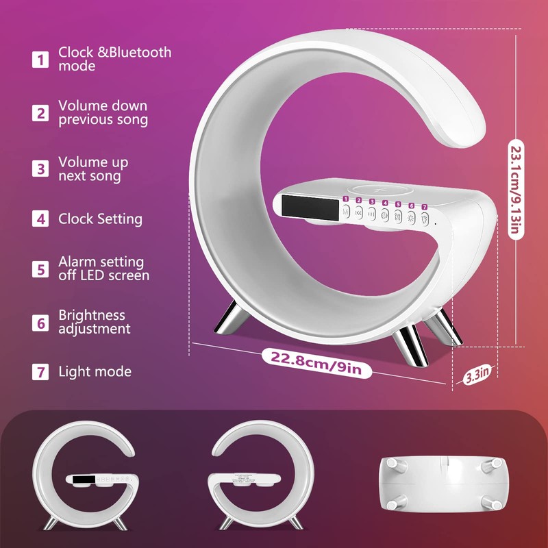 DEECOZY Multi Functional Wireless Charger Atmosphere Lamp, Intelligent Bluetooth Speaker