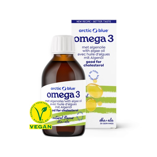 Vegan Liquid Omega 3 Oil 150 ml - 100% Vegetable with Algae Oil - No Flavour, Tested for Harmful Substances - Rich in Omega-3 (ALA & DHA) - Arctic Blue