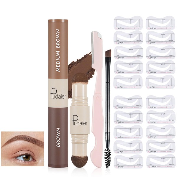 Holzsammlung Eyebrow Stamp Stencil, 2 Colours in 1 Eyebrow Powder