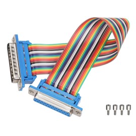sourcing map IDC Serial Cable Rainbow Wire Flat Ribbon Cable DB25 Male to DB25 Female 8 Inch Length 2.54mm Pitch Breadboard Jumper Wires for Electronic Projects