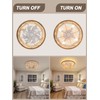 20" Boho Ceiling Fan with Light, Wood Beads Flush Mount