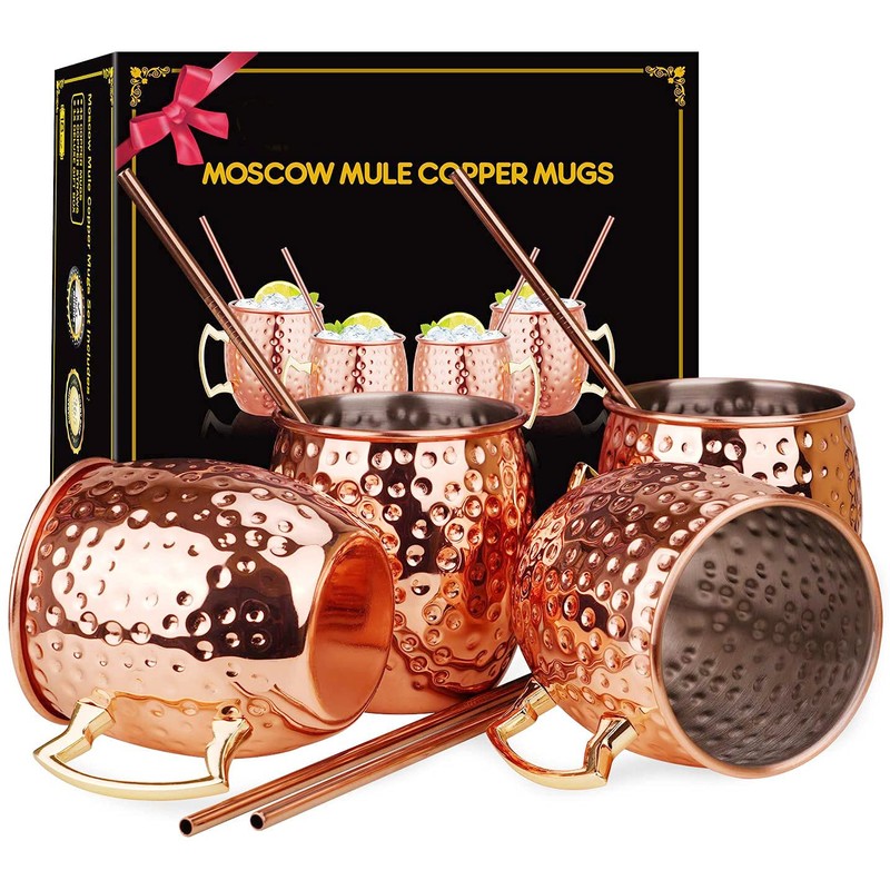 Widousy Moscow Mule Mugs - Set of 4-100% Handcrafted-Pure Solid