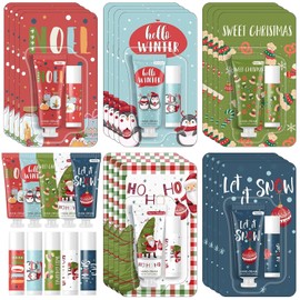 15 Pcs Christmas Hand Cream and Lip Balm Gift Sets, Christmas Stocking Stuffers Travel Size Hand Lotion Lip Balm Xmas Party Holiday Gifts for Women Mom Staff Coworkers Adult Girls