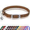 OOPSDOGGY Rolled Leather Cat Collar with Bell, Reflective Kitten Collars