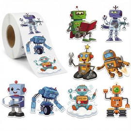 1.5 inches 500PCS Robot Sticker Roll Sci-Fi Stickers High-Definition Mechanical Style for for Water Bottles, Laptops, Journals,Classroom Rewards,Party DIY,Seal Stickers