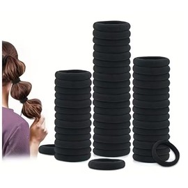 100 Elásticas y Durables ligas para el Cabello, Negras, Bandas para Peinar sin Costuras, Algodón Suave y Resistente para Coletas y Peinados, Accesorios para Mujeres y Niñas no ocasionan daños al cabello.